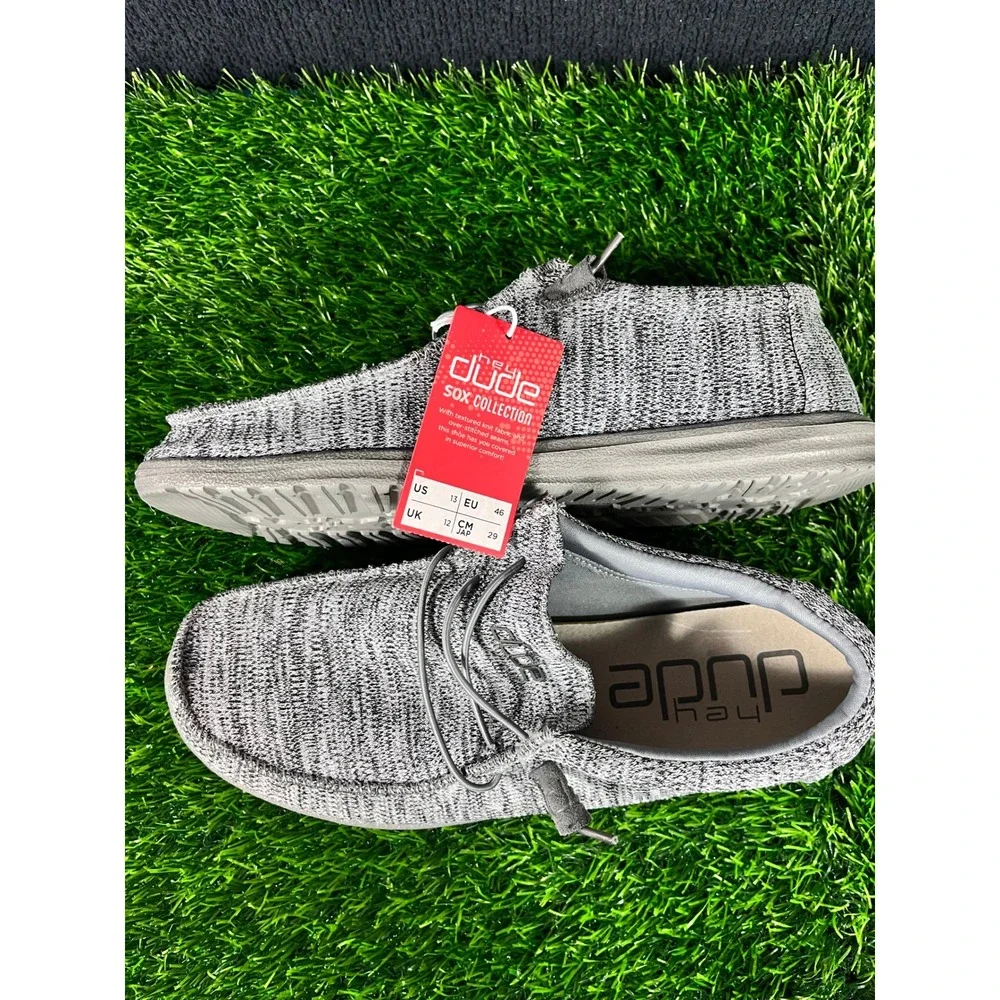 Hey Dude Wally B Sox Grey Knit Loafers Mens 13 Slip On Shoes 111033000